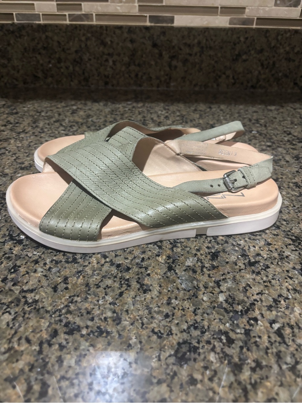 Miz Mooz Sage Green Cross-Strap Slingback Sandals